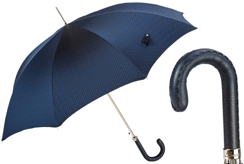 Парасолька-тростина GENTS UMBRELLA WITH NAVY LEATHER HANDLE від PASOTTI фото 1 — ElitPodarok
