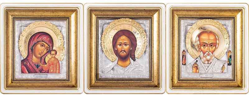 Триптих «Божа Мати, Ісус Христос, Микола Чудотворець» фото 1 — ElitPodarok