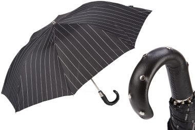 Парасолька складана FOLDING UMBRELLA WITH STUDS LEATHER HANDLE від PASOTTI — ElitPodarok