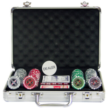 Набір для покеру на 200 фішок з лазерним гравіюванням в алюмінієвому кейсі — ElitPodarok