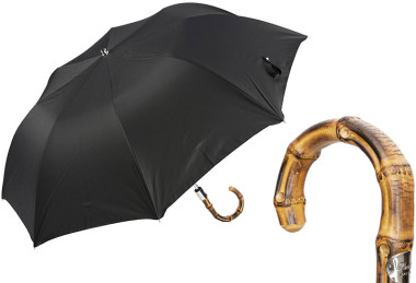 Парасолька складана FOLDING BLACK UMBRELLA AND WHANGEE HANDLE від PASOTTI — ElitPodarok