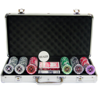 Набір для покеру на 300 фішок з лазерним гравіюванням в алюмінієвому кейсі — ElitPodarok