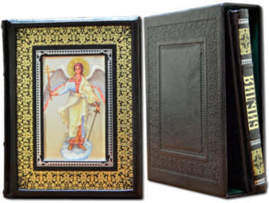Книга в шкірі «Ілюстрована Біблія і Євангеліє» 2 томи — ElitPodarok