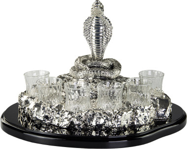 Набор для виски «Змея-2025», 6 стаканов, серебро, 34х23,5 см — ElitPodarok
