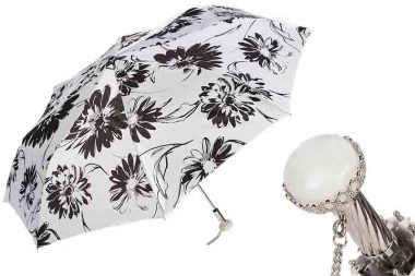 Парасолька складна BLACK AND WHITE FLOWERS від PASOTTI &mdash; ElitPodarok