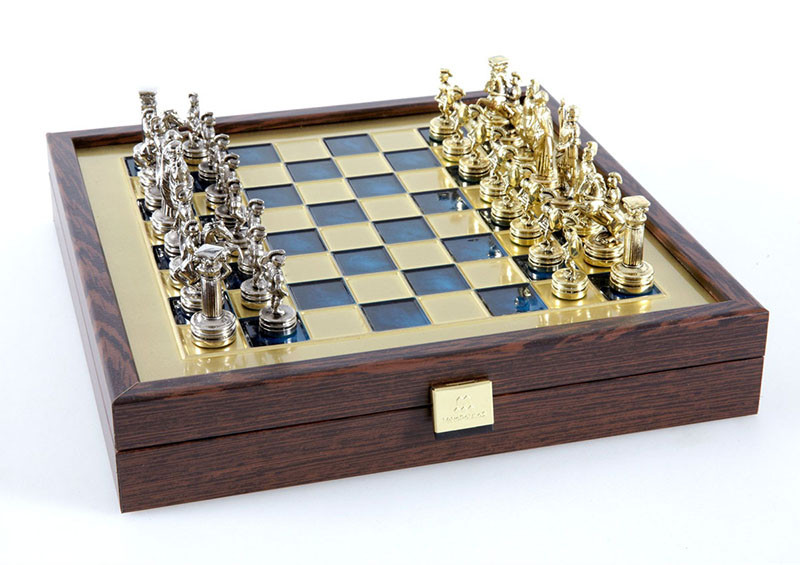 Шахматы Manopoulos «‎Греко-римский период»‎ SK3BLU на синей доске фото 1 — ElitPodarok