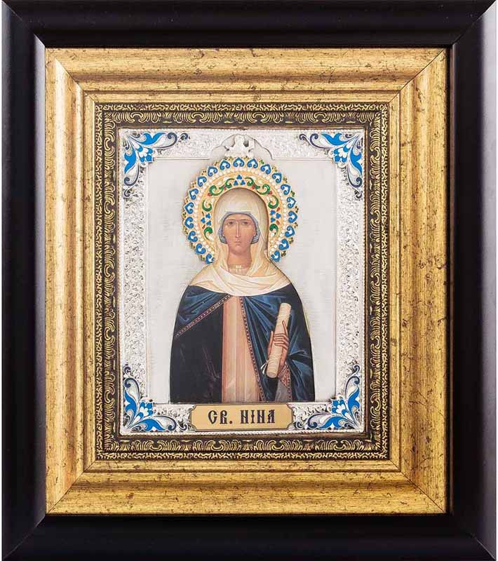 Ікона «Свята рівноапостольна Ніна» у посрібленому окладі фото 1 — ElitPodarok