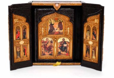 Книга в шкірі «Біблія» українською (іконостас-складень) — ElitPodarok