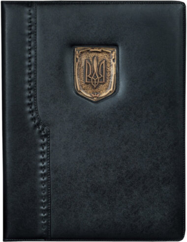 Папка кожаная «Герб Украины» черная — ElitPodarok