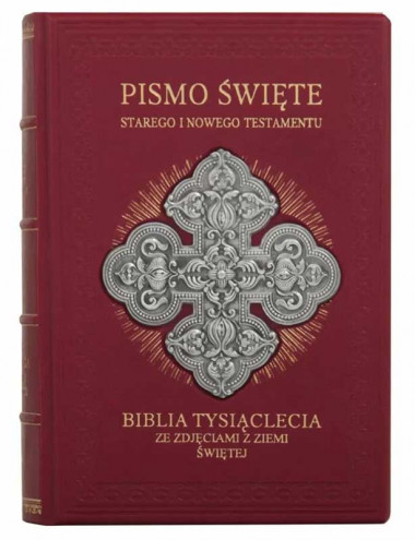 Книга в коже «PISMO ŚWIĘTY STAREGO I NOWEGO TESTAMENTU BIBLIA TYSIĄCLECIA ZE ZDJĘCIAMI Z ZIEMI ŚWIĘTEJ» — ElitPodarok