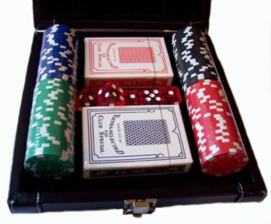 Набір для покеру в чорному шкіряному Кейсі — ElitPodarok