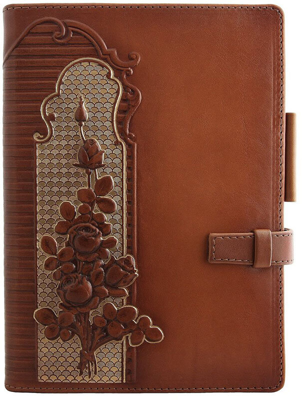 Кожаный ежедневник Розы Коричневый фото 1 — ElitPodarok