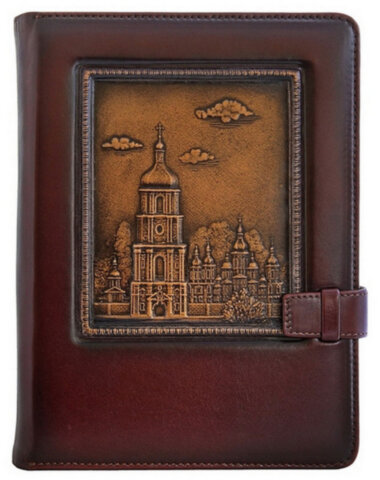 Кожаный ежедневник Софийский Собор Коричневый — ElitPodarok