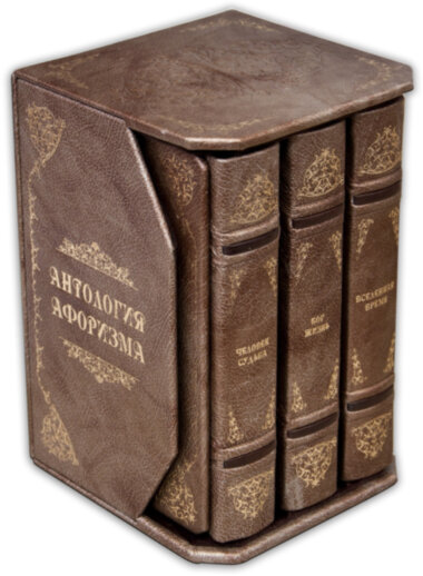 Кожаная книга «Мысли великих о самом главном» (3 тома в подарочном футляре) — ElitPodarok
