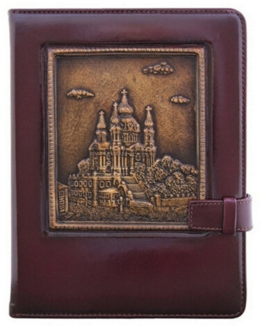 Кожаный ежедневник Андреевская Церковь Коричневый — ElitPodarok