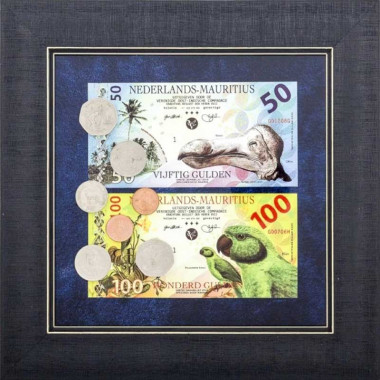 Коллаж «Банкноты и монеты Нидерландов. Маврикий» — ElitPodarok