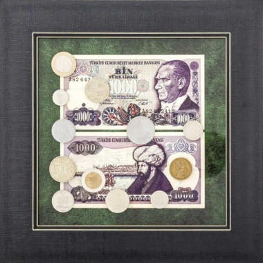 Коллаж «Турецкие банкноты и монеты» — ElitPodarok