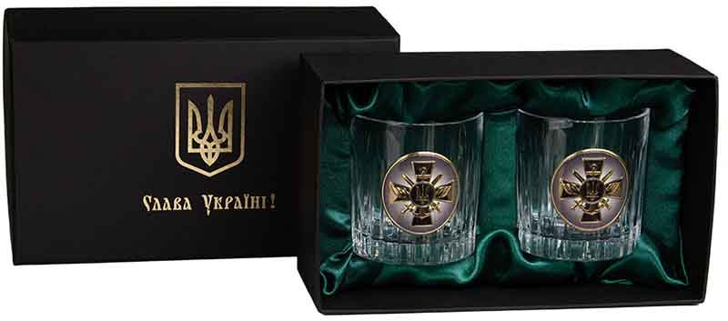Набор для алкоголя «Генштаб ЗСУ» 2 бокала, платина фото 1 — ElitPodarok
