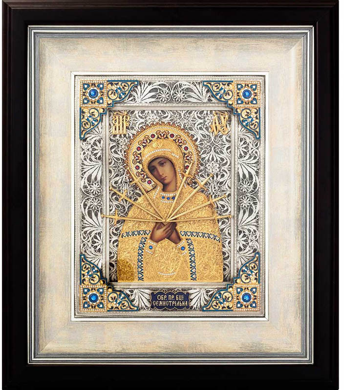 Икона позолоченая «Богородица Семистрельная‎» фото 1 — ElitPodarok