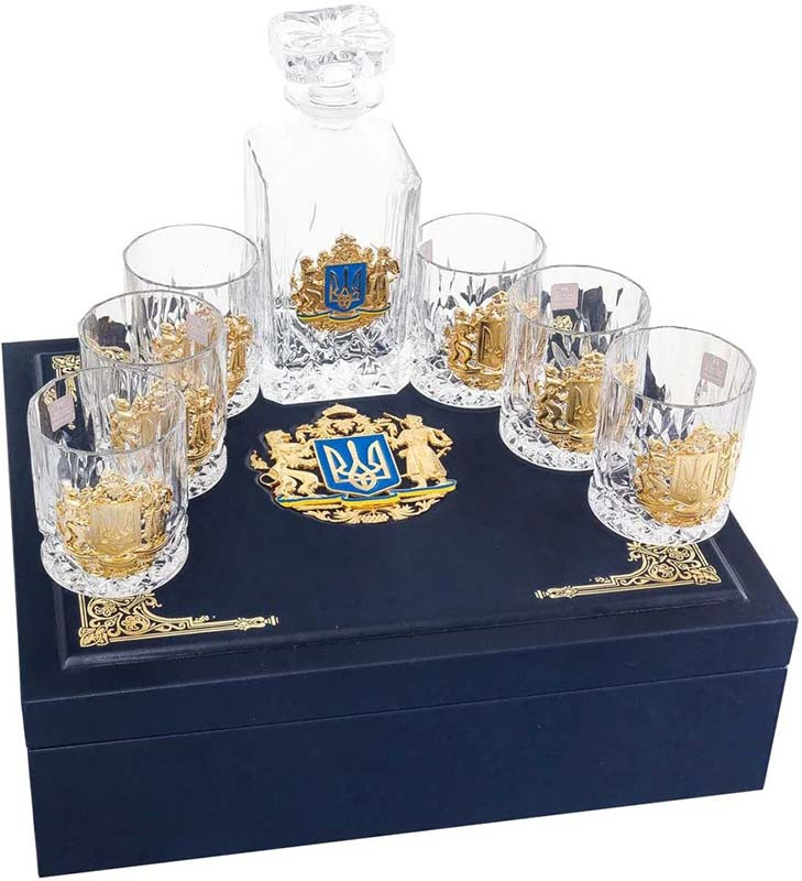 Подарунковий набір з кришталю та металу «Тризуб» фото 1 — ElitPodarok