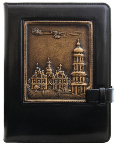 Кожаный ежедневник Киево-Печерская Лавра Черный — ElitPodarok