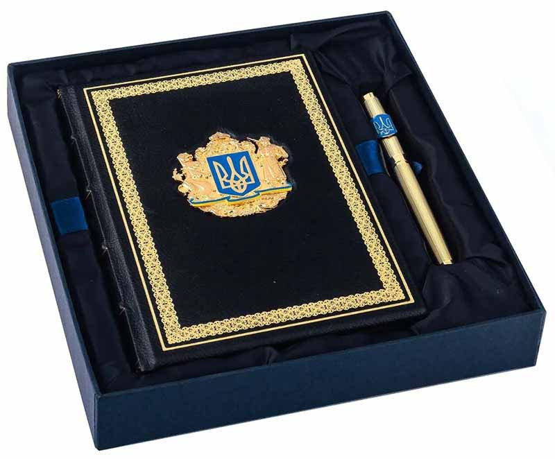 Подарунковий набір: Щоденник шкіряний та ручка з Тризубом фото 1 — ElitPodarok