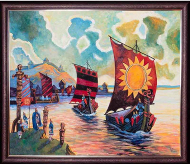 Картина народного художника Даниила Нарбута «Пейзаж с парусниками» — ElitPodarok