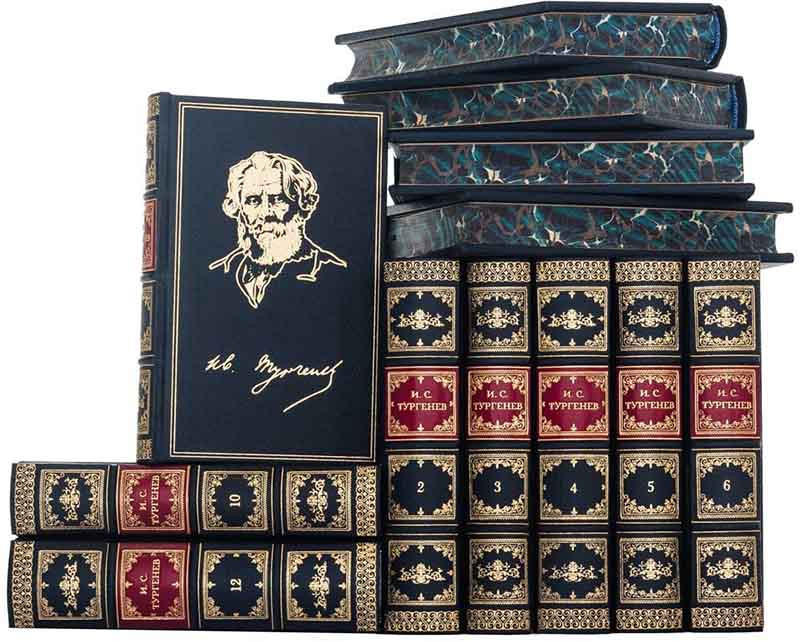 Бібліотека у шкірі «І.С. Тургенєв» у 12 томах фото 1 — ElitPodarok