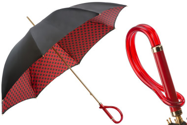 Парасолька-тростина BLACK AND RED UMBRELLA WITH DOTS від PASOTTI — ElitPodarok