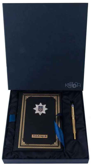 Подарочный набор ежедневник с ручкой TENSO «Национальная полиция Украины» — ElitPodarok