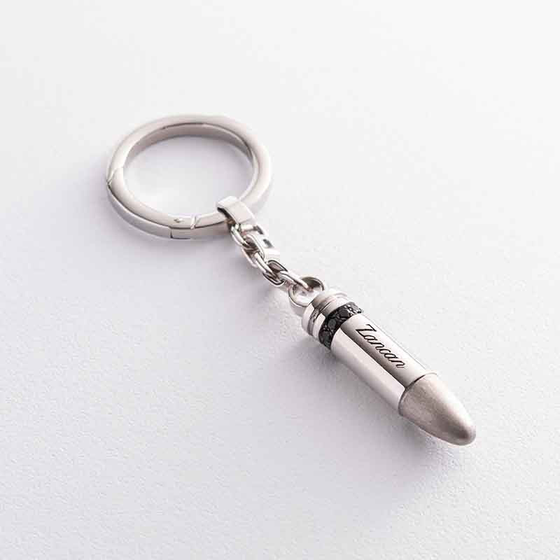 Мужской серебряный брелок «Пуля» Zancan EXP077 фото 1 — ElitPodarok