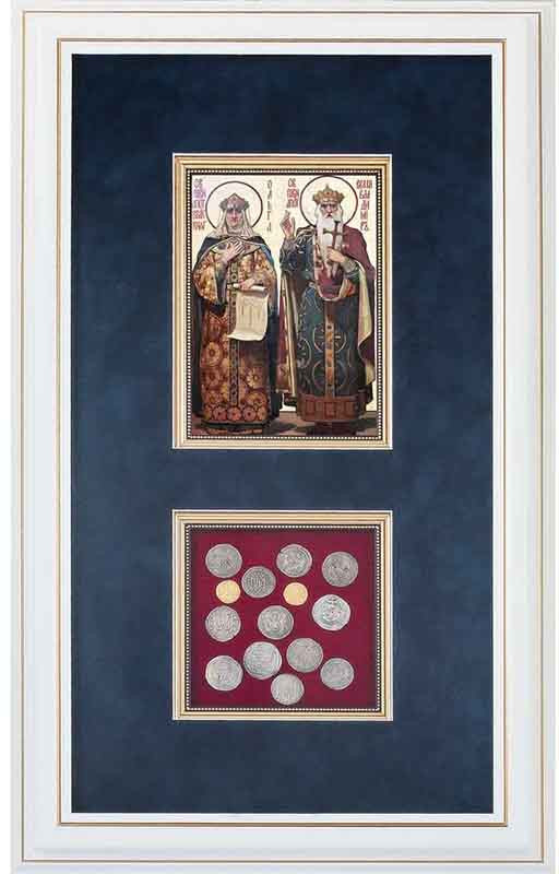 Композиция «Святые равноапостольные Ольга и Владимир и монеты Киевской Руси» фото 1 — ElitPodarok
