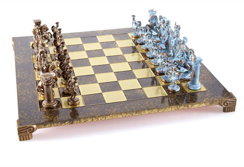 Шахи Manopoulos "Греко-римські" S11BBRO, латунь, в дерев'яному футлярі фото 1 — ElitPodarok