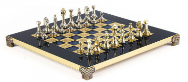 Шахи Manopoulos «Стаунтон» S32BLU на синій дошці — ElitPodarok