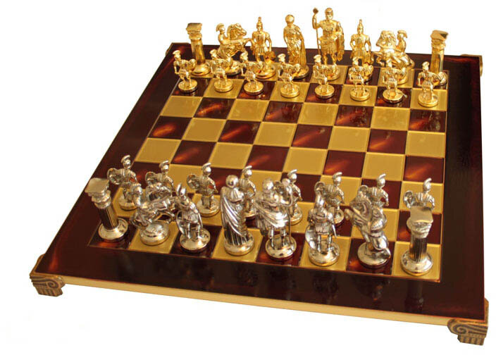 ​Шахи Manopoulos "Греко-римські" S11RED, латунь, в дерев'яному футлярі фото 1 — ElitPodarok