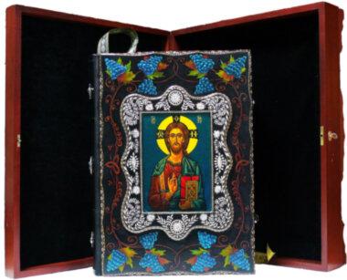 Книга в шкірі «Святе Євангеліє» на церковно-слов'янською мовою — ElitPodarok