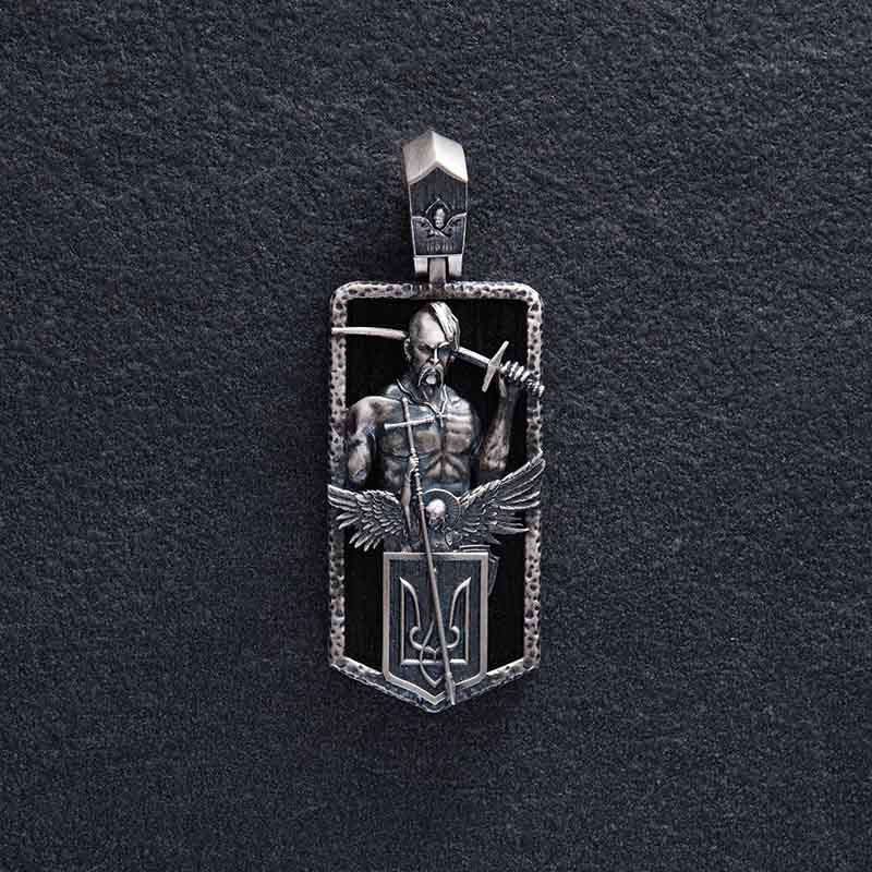 Кулон з ебеновим дерево «Український козак. Отче наш» фото 1 — ElitPodarok