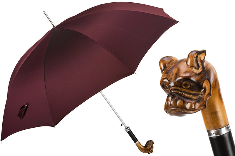 Парасолька-тростина HAND CARVED BULLDOG UMBRELLA від PASOTTI фото 1 — ElitPodarok